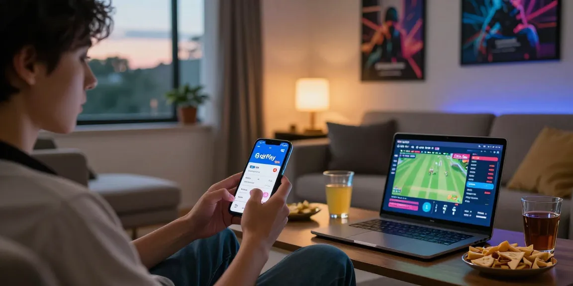 Engaging user enjoying the FairPlay app for seamless cricket betting.