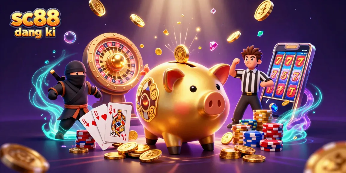Engage with sc88 đăng ký to win exciting rewards in a vibrant casino scene filled with action and gold.