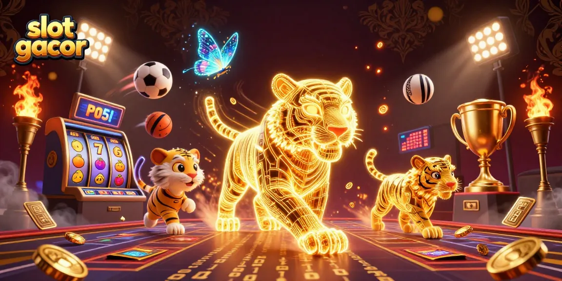 Experience excitement with slot gacor in this vibrant 3D casino illustration, featuring dynamic gameplay elements.