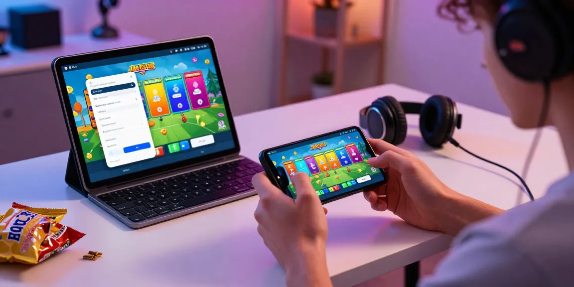 Engaging gaming scene with a user playing Jai Club game on mobile, showcasing various colorful game options and lively atmosphere.