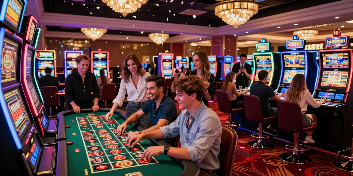 Gorabet giriş ile eğlenceli bir casino atmosferinde arkadaşlar büyük bir zafer kutlarken.