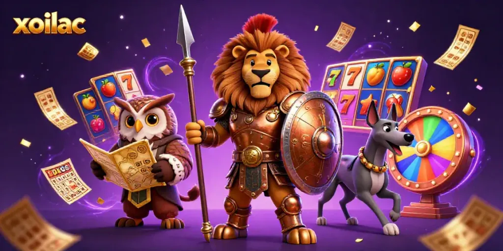 Xoilac engages users with an exciting 3D rendering illustrating vibrant casino elements.