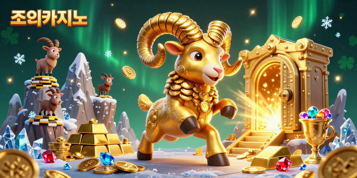 Experience winning at 조이카지노 with a 3D illustration of a golden ram charged for jackpot thrills.