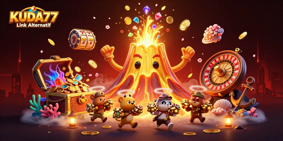 Kesenangan memainkan KUDA77 Link Alternatif dengan simbol jackpot dan slot di dunia kasino digital.