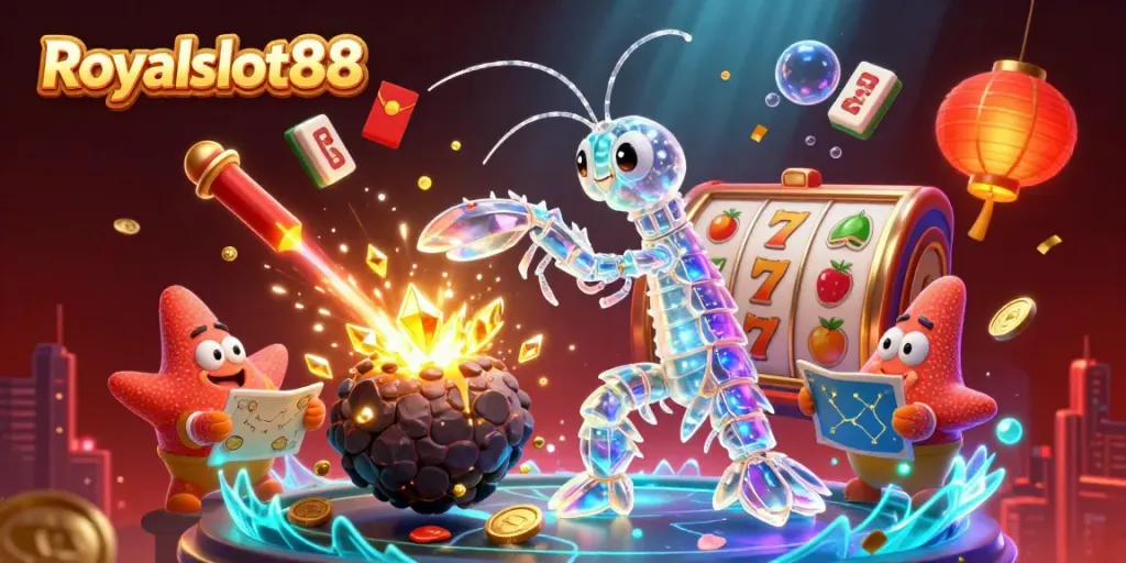 Royalslot88 menghadirkan grafis kasino yang menarik dengan samurai bertarung di latar belakang penuh elemen keberuntungan.
