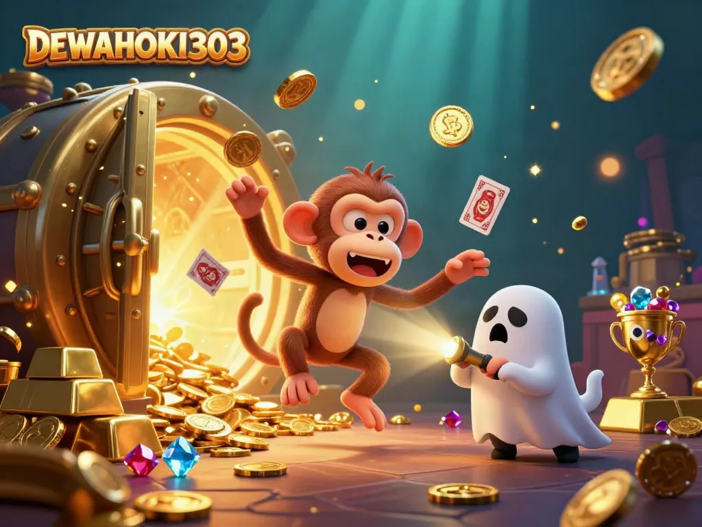 Slot online DEWAHOKI303 dengan suasana kasino hantu yang menarik dan elemen keberuntungan.