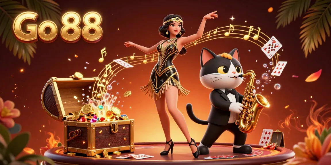 Experience thrilling gameplay with Go 88, featuring vibrant 3D characters, casino elements, and dynamic action.