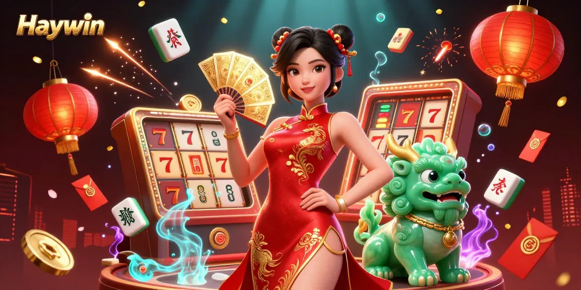 Experience epic gaming adventures with Haywin's dynamic casino scene featuring vibrant slots and lucky symbols.