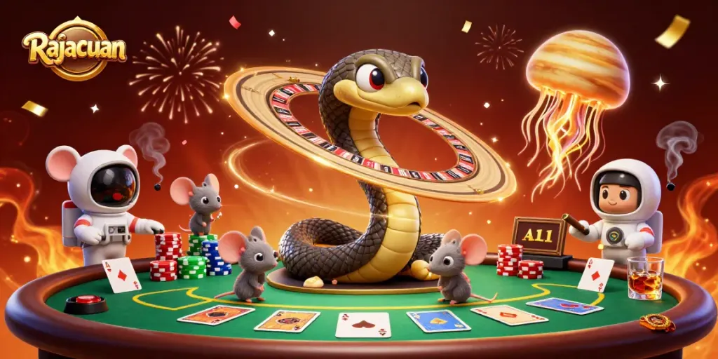 Engage in thrilling gameplay with Rajacuan as astronaut mice bet on a cosmic roulette wheel