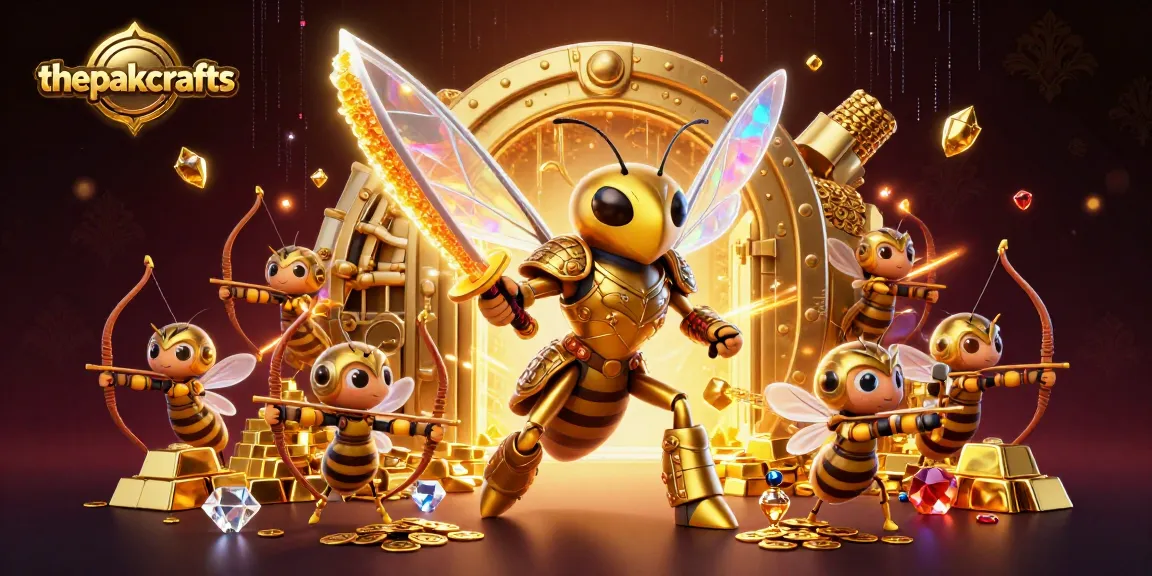 Engage with thepakcrafts at an electrifying 3D gambling scene featuring golden hornet samurai and jewels