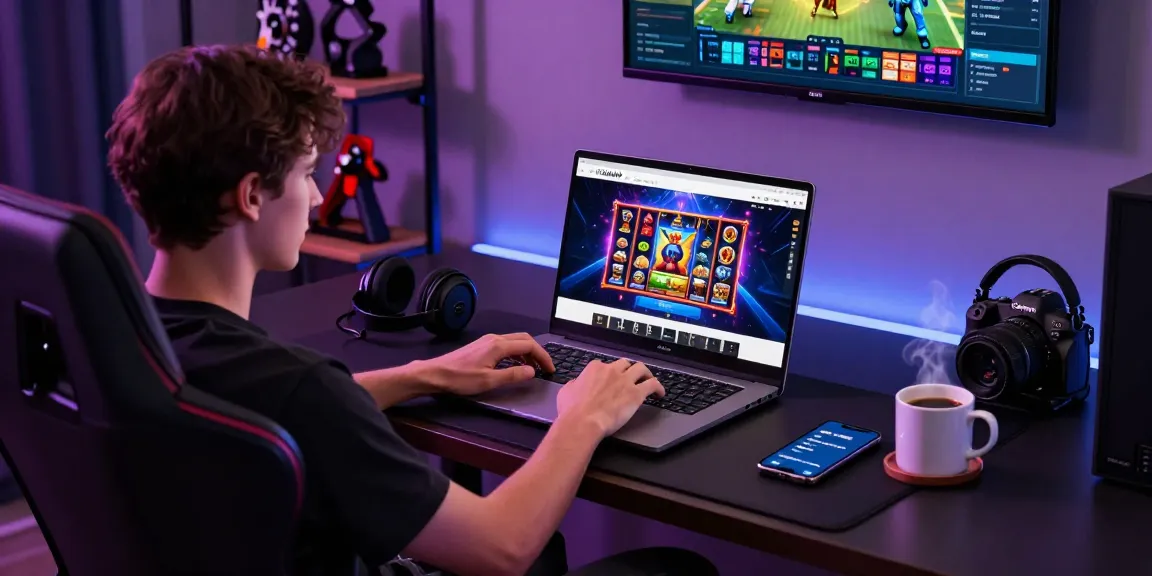 Pengguna mengakses diana4d login di platform gaming modern dengan laptop dan aksesori gaming.