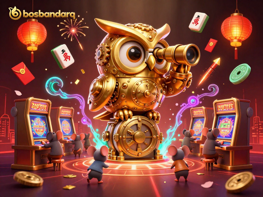 Experience top-tier gambling action with bosbandarq's vibrant casino scene featuring unique characters and game elements.