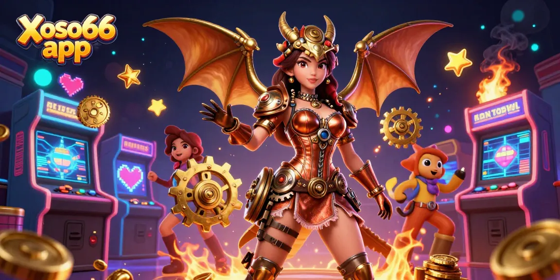 Experience the thrilling Xoso66 app with stunning characters and electrifying casino elements.