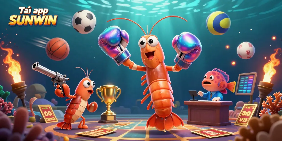 Tải app SUNWIN in a vibrant, action-packed 3D scene with dynamic sports elements and characters.