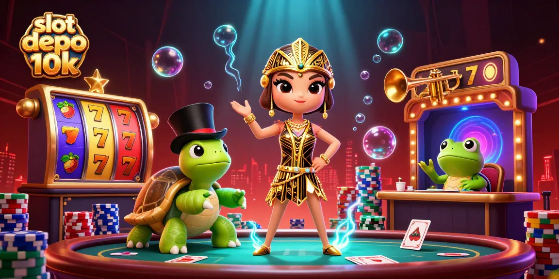 Experience exciting slot depo 10k action in a vibrant 3D scene filled with casino characters and elements.