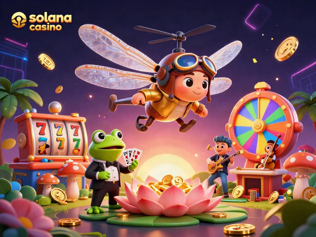 Experience the excitement of a solana casino with vibrant game elements and dynamic characters.