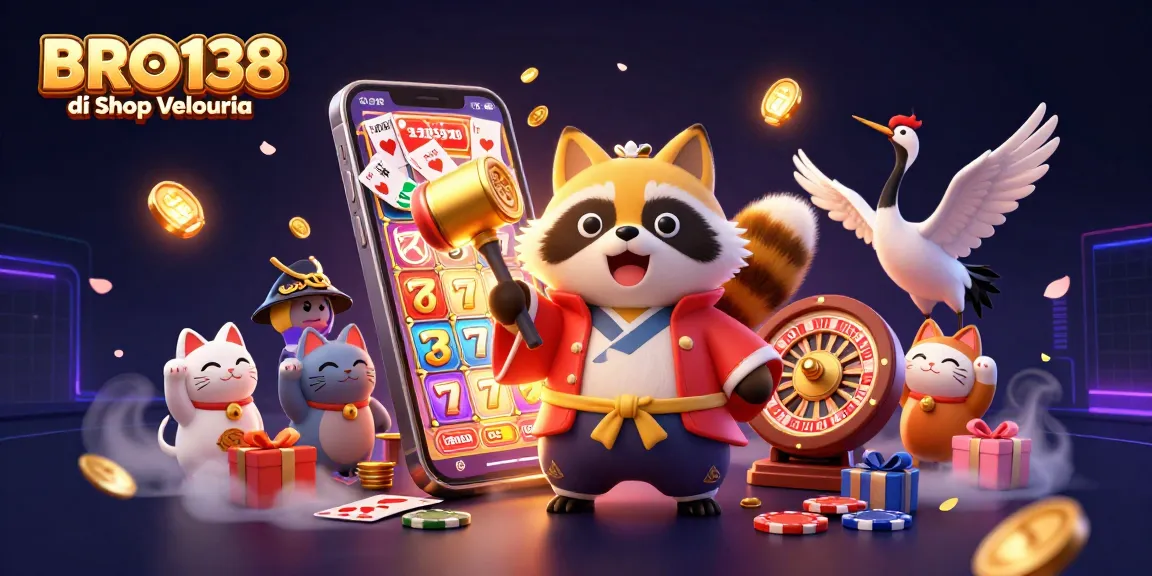 Engage with thrilling gameplay at BRO138 di Shop Velouria, featuring vibrant slot games and lucky symbols.