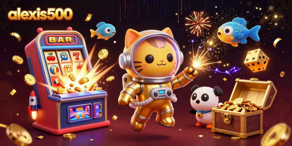 Experience thrilling wins at alexis500 with cartoon characters enjoying a vibrant casino atmosphere.