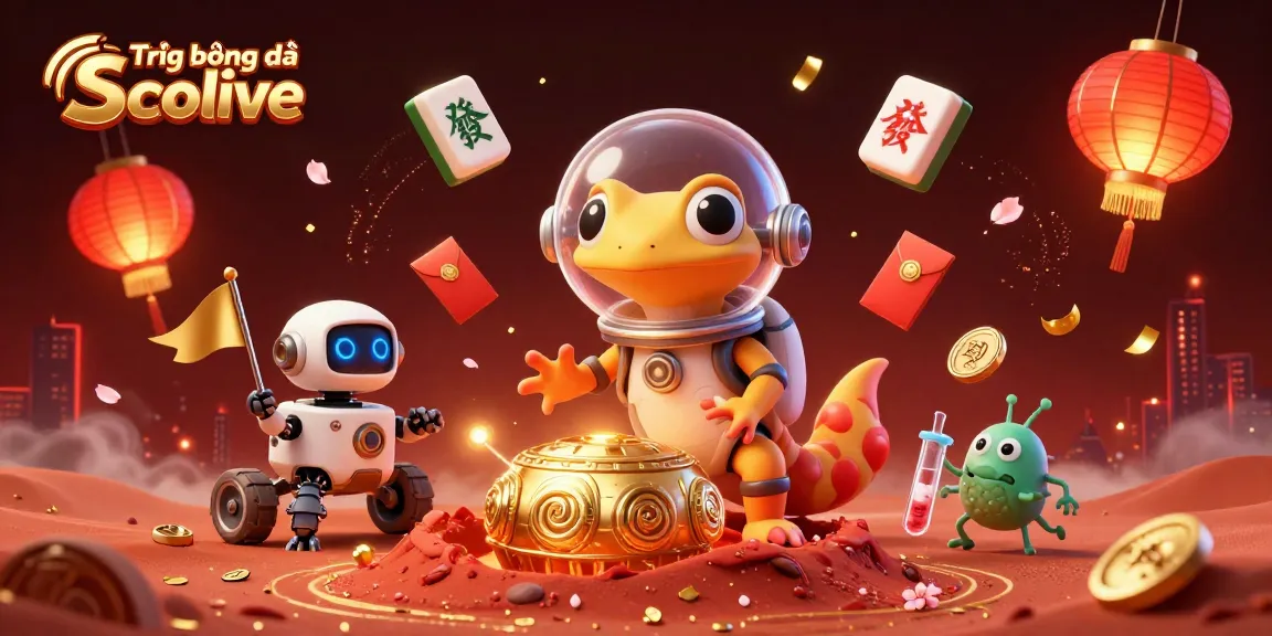 Engage in Trực tiếp bóng đá Socolive with animated gecko discovering a hidden casino scene.