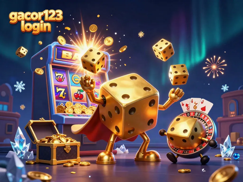 Engage with gacor123 login for thrilling casino experiences with playful golden dice avatars.