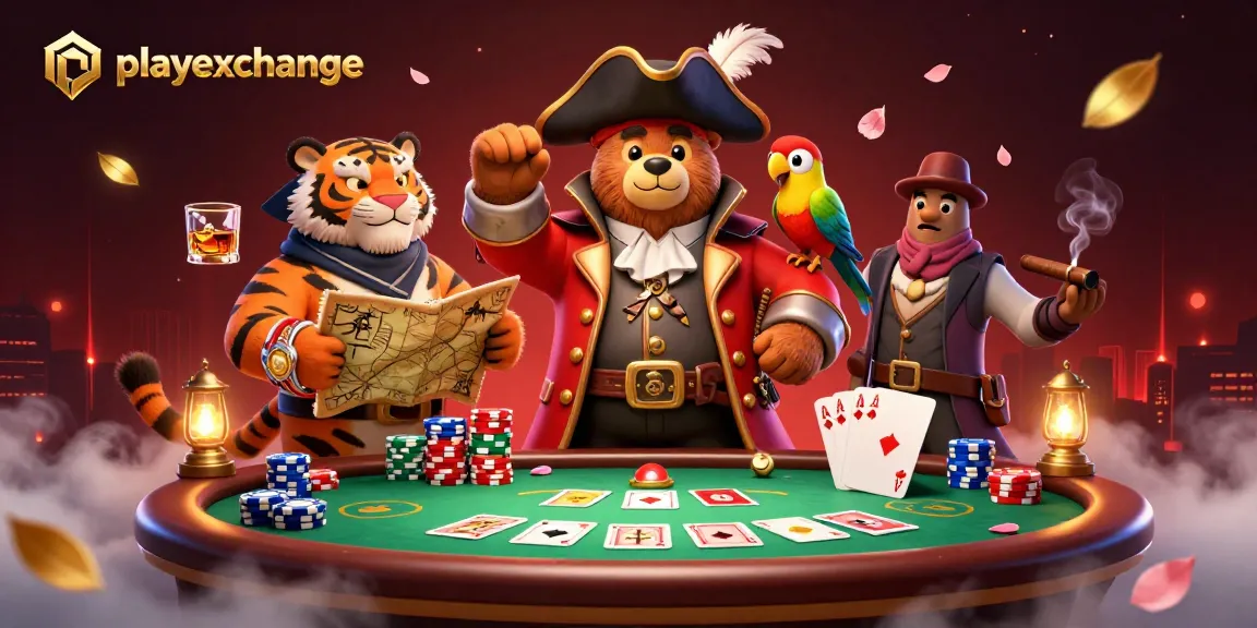 Experience exhilarating gaming action with playexchange's vibrant casino scene filled with poker elements.