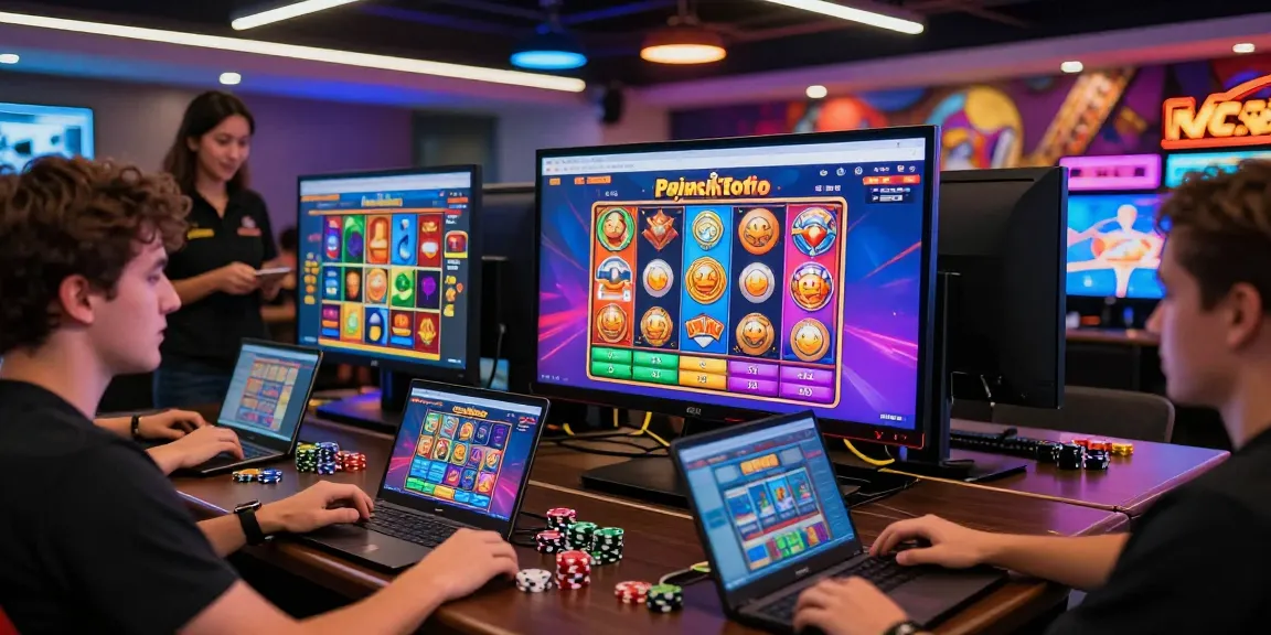 Pajaktoto gaming platform interface showcasing lively online slots and players enjoying the experience.