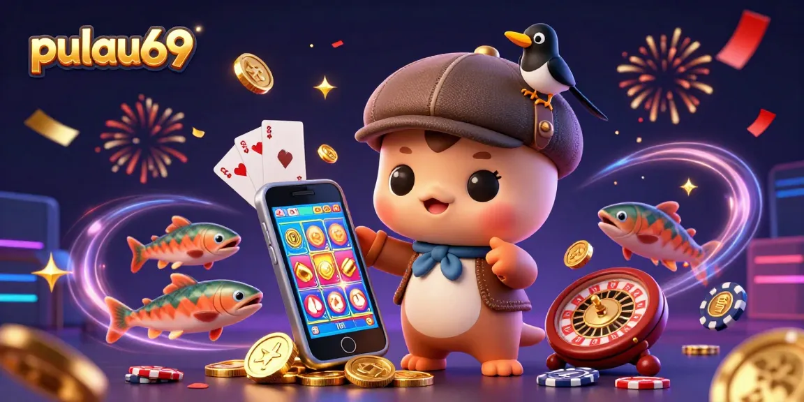 Experience pulau69's exciting interactive casino scene with vibrant characters and dynamic game elements.
