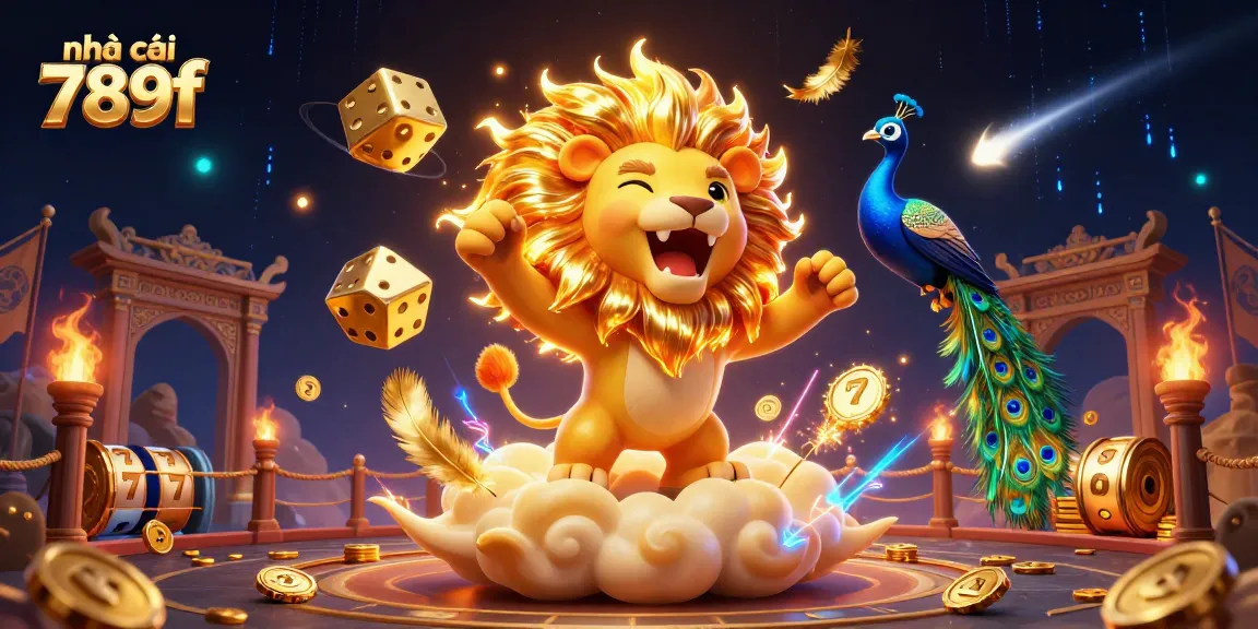 Join the exciting games at nhà cái 789f with vibrant 3D casino illustration showcasing golden dice and animated characters.