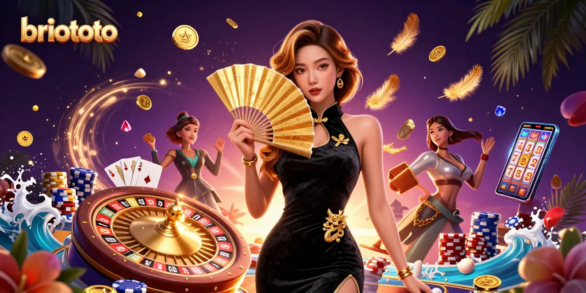 Briototo showcases a stunning casino scene with golden coins and a roulette wheel, emphasizing gaming excitement.