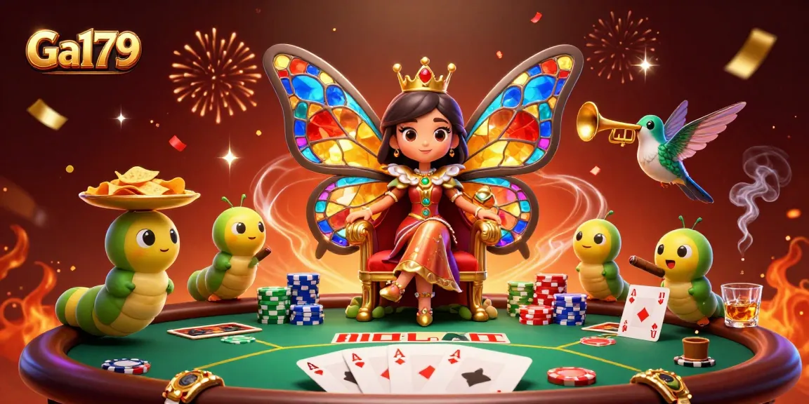 Engage with Ga179 in a vibrant 3D casino scene showcasing symbolic elements of luck and strategy.