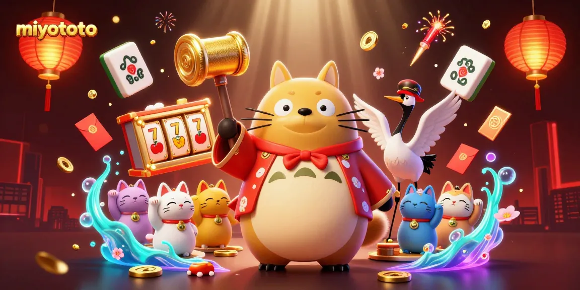 Experience the joy of miototo with cheerful characters in a festive casino atmosphere.