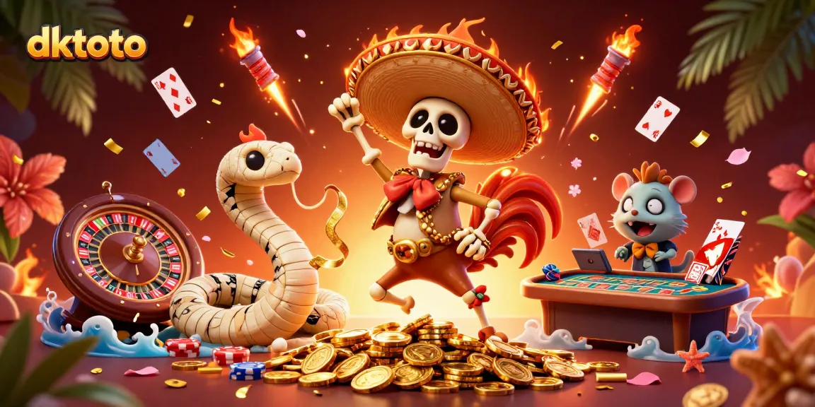 Experience thrilling baccarat at dktoto with vibrant casino elements and fun characters.