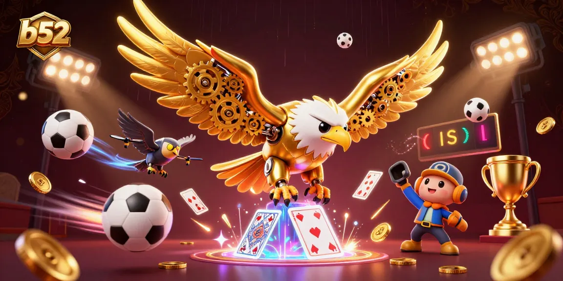 Experience b52 gaming excitement with a vibrant scene showcasing golden eagle and dynamic sports elements.