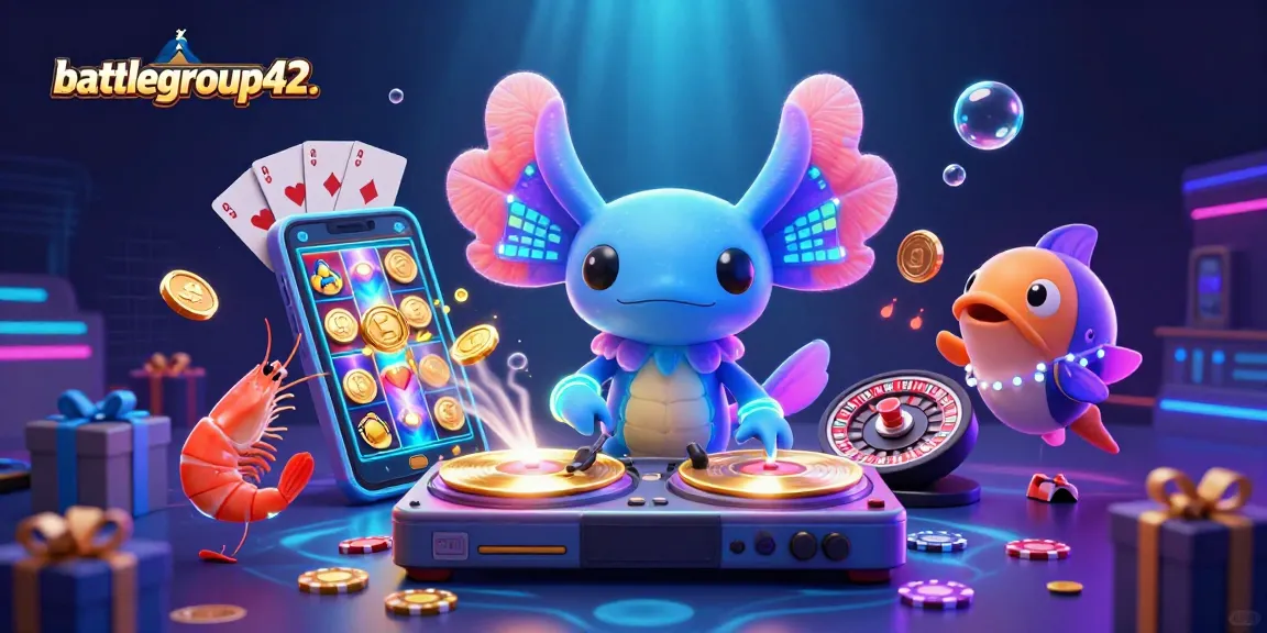 Experience the vibrant energy of battlegroup42 as an axolotl DJ spins at an underwater casino.