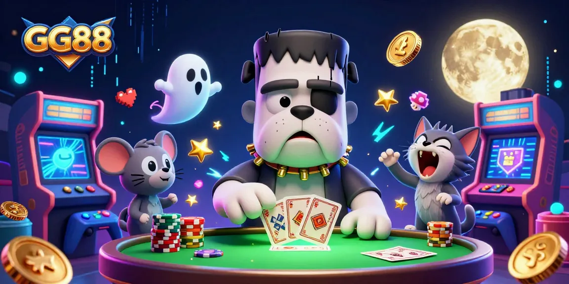 Engage with GG88's vibrant casino experience featuring unique animated characters and lively gaming elements.
