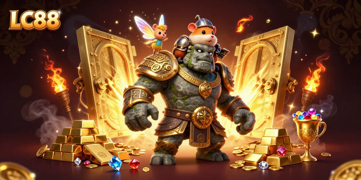 Experience thrilling games at LC88 with magical characters in a vibrant casino scene.