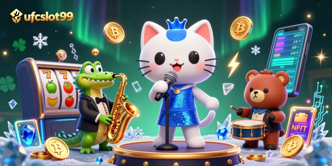 Experience excitement with ufcslot99 in this vibrant 3D casino scene featuring animated characters.