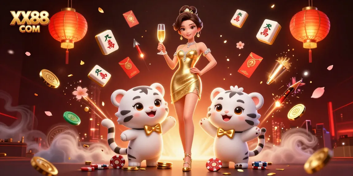 Experience the thrill of gambling at XX88 COM with our vibrant 3D casino illustration featuring exciting elements and characters.