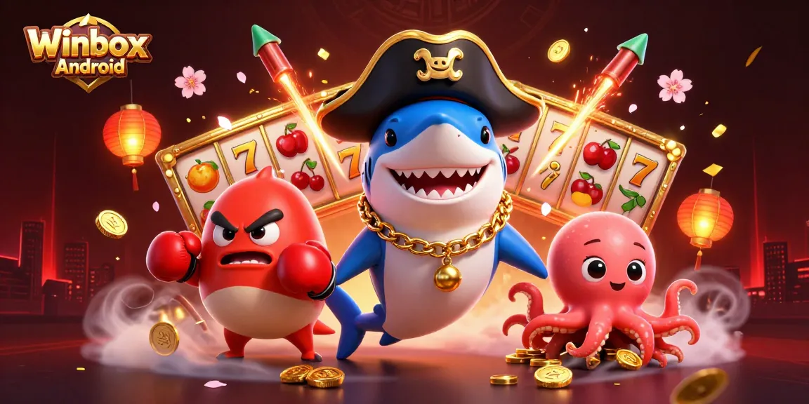 Unleash fun with the vibrant Winbox Android mobile app featuring entertaining characters and casino elements.
