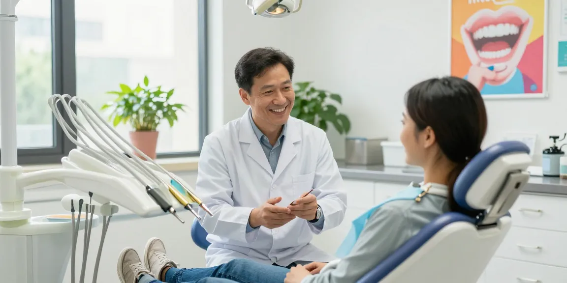 Check out this site where a patient consults a friendly dentist in a bright clinic setting.