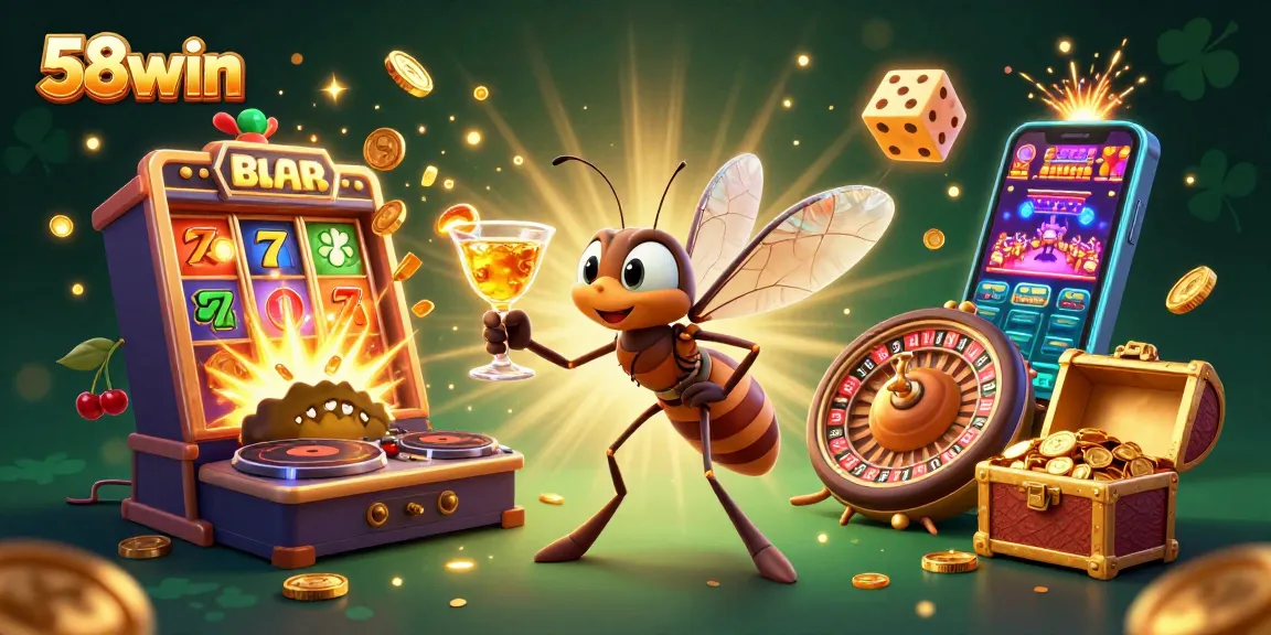 Experience the excitement of 58win with a vibrant casino scene featuring dynamic characters and elements.