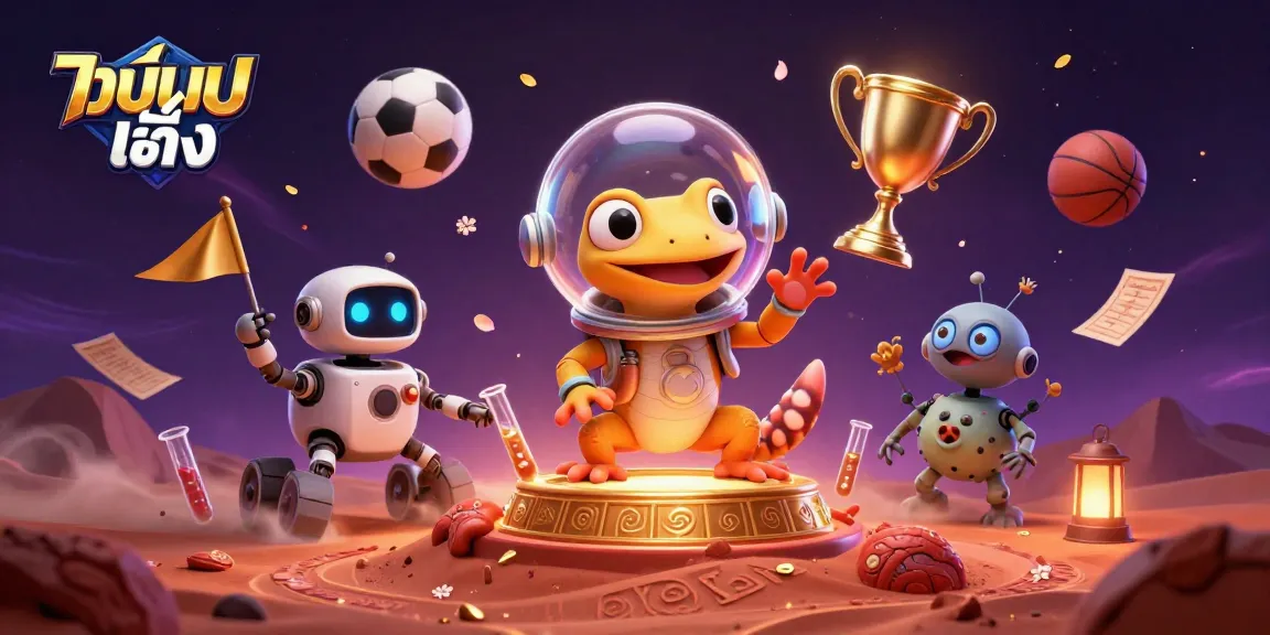 แทงบอลเต็ง sports betting action featuring a Martian gecko discovering a golden casino