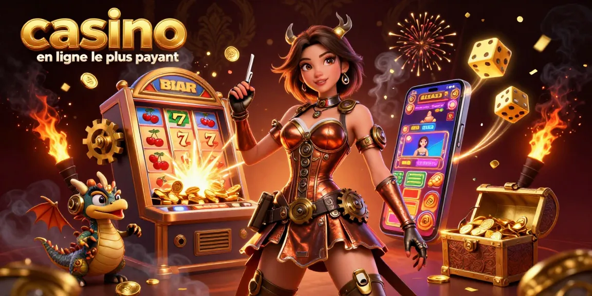 Experience the thrill of casino en ligne le plus payant with vibrant 3D illustration showcasing jackpot excitement.