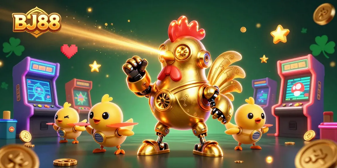 Engage in thrilling gameplay at BJ88 with a colorful casino-themed 3D illustration.