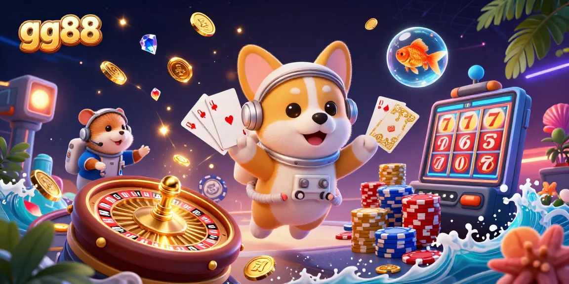 Experience immersive fun at gg88 with vibrant 3D casino elements and playful characters.