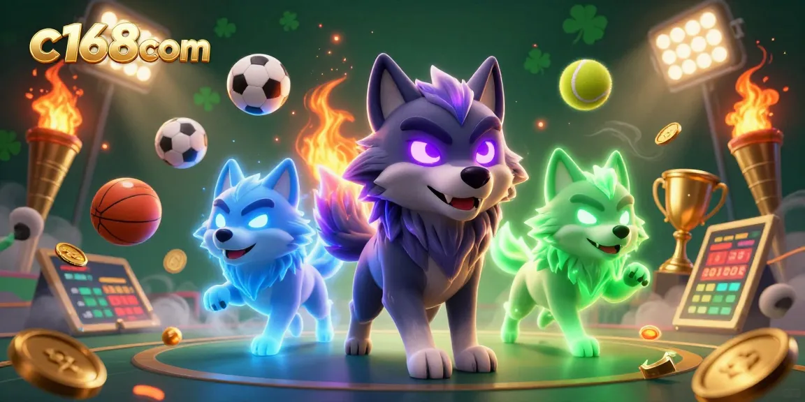 Experience the excitement of c168com with dynamic sports betting visuals featuring engaging characters and vibrant elements.