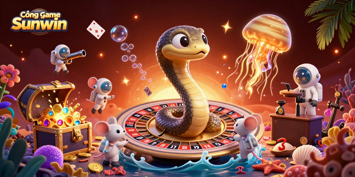 Cổng game Sunwin showcases an engaging casino experience with animated characters and vibrant elements.