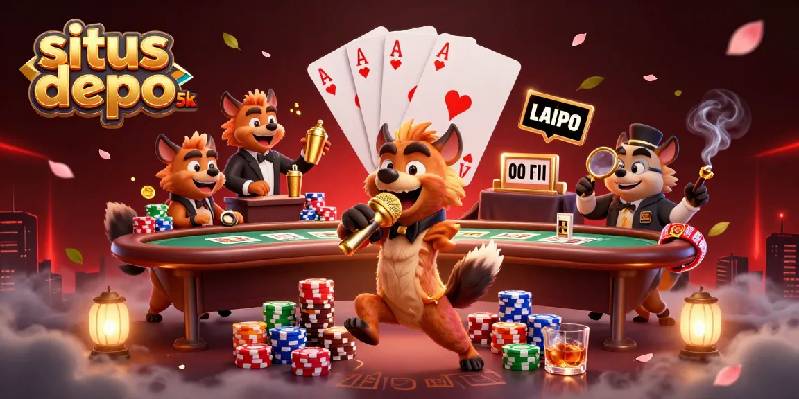 Experience exhilarating fun at situs depo 5k casino with cartoon hyenas in an action-packed scene.