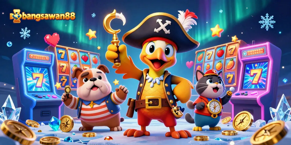 Experience the excitement of bangsawan88 with vibrant pirate-themed slot machines and characters.