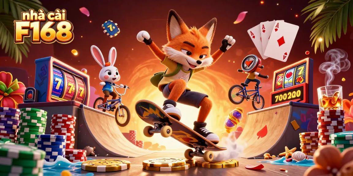 Experience high-energy gaming action at nhà cái F168 with vibrant characters and immersive casino visuals.